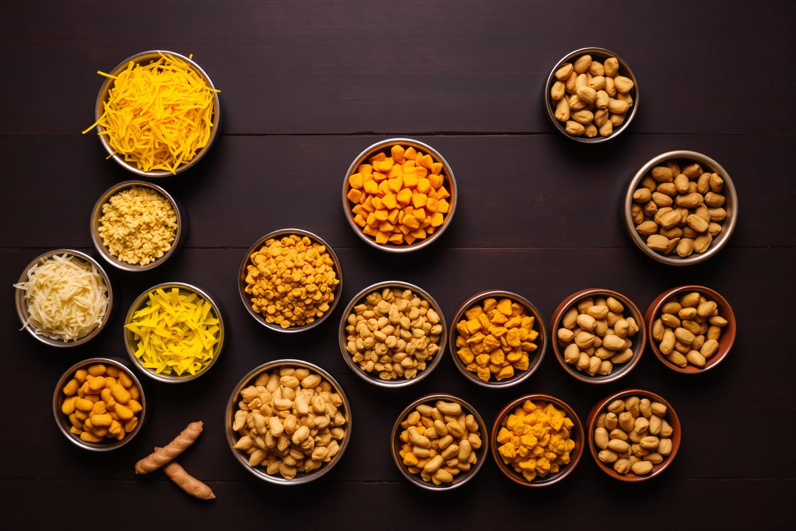 Variety of Gujarati farsan in bowls